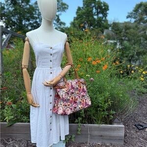 🍓 H&M White Linen-Blend Button Front Sundress (US 0)